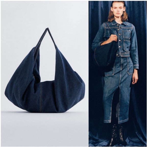 Zara Bags Nwt Zara Large Denim Bucket Bag Poshmark